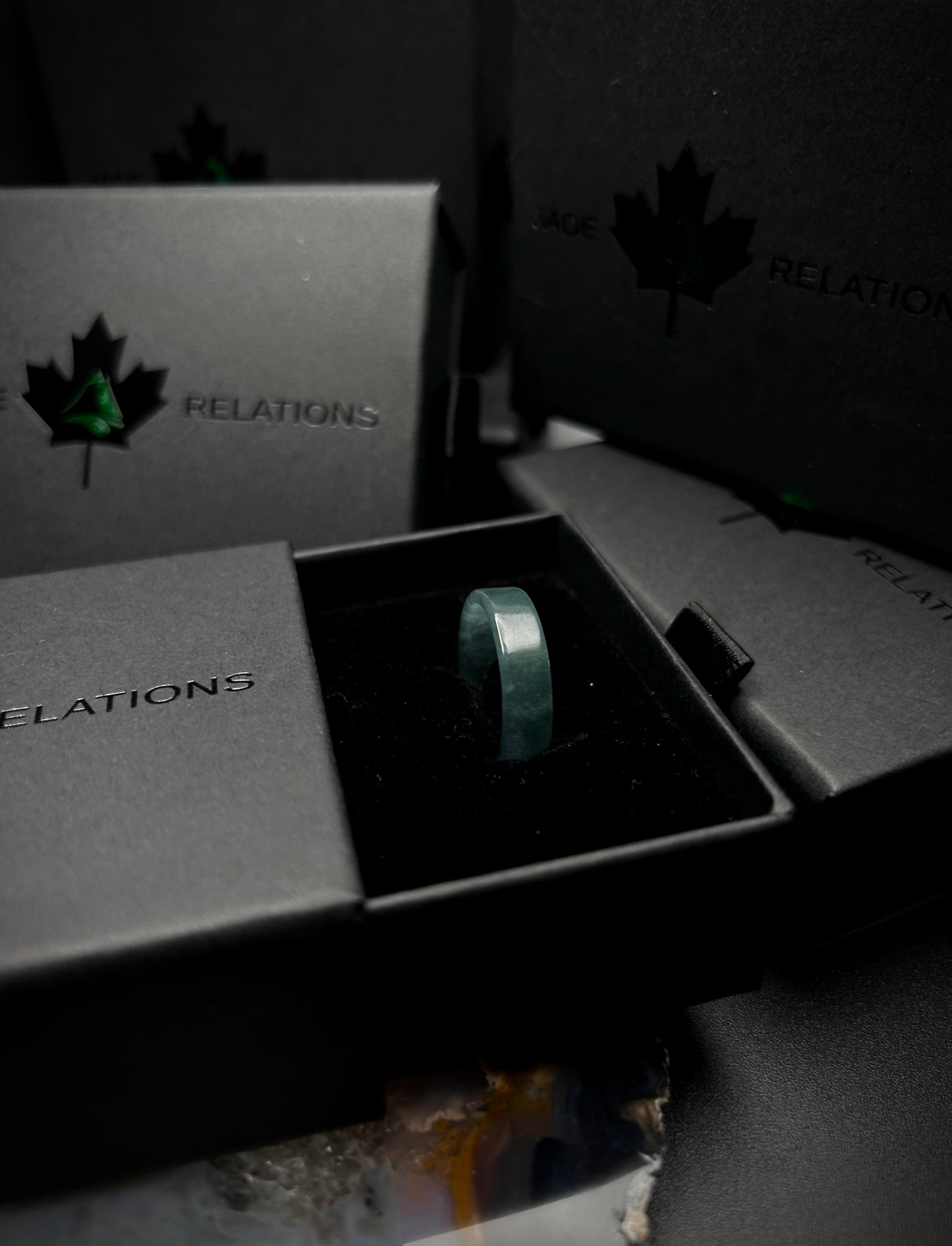 * Blue Water Flat Band Jade Ring