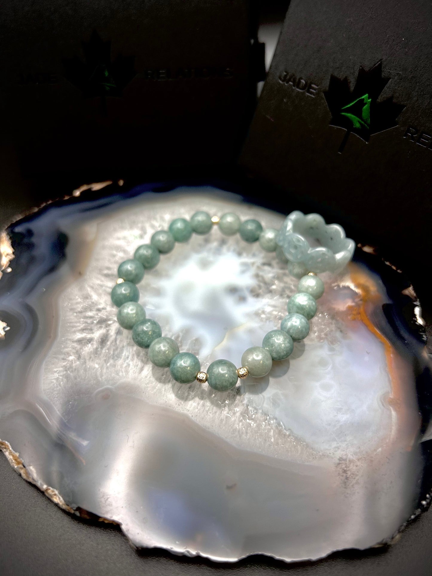 * Blue Water Jade + 14K Solid Gold + Ring Combo ($50 Savings)