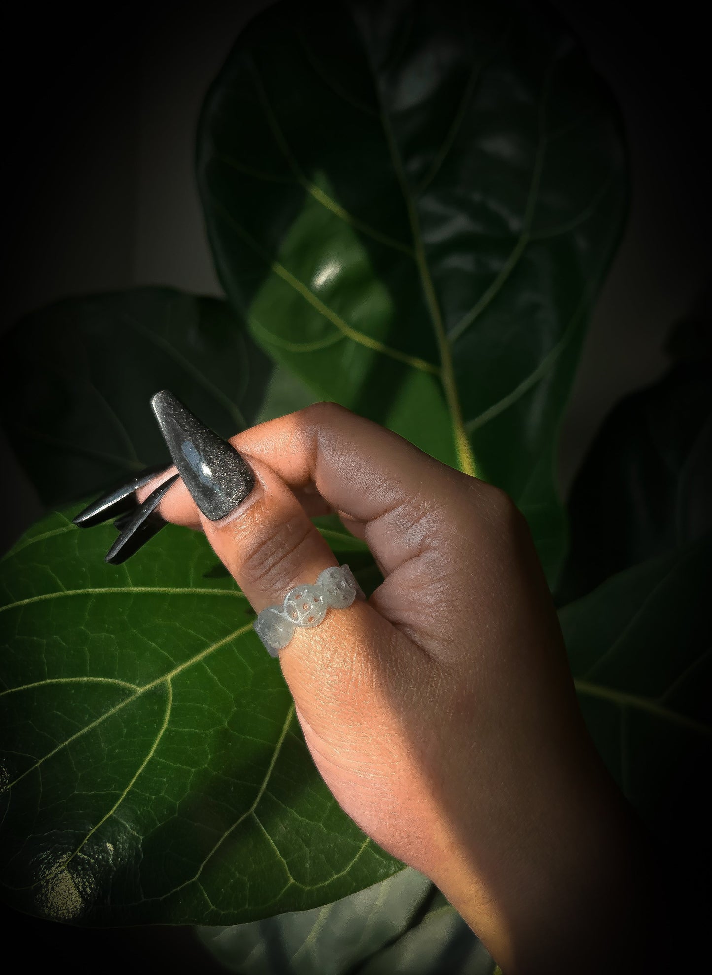 * Blue Water Money Coin Jade Ring