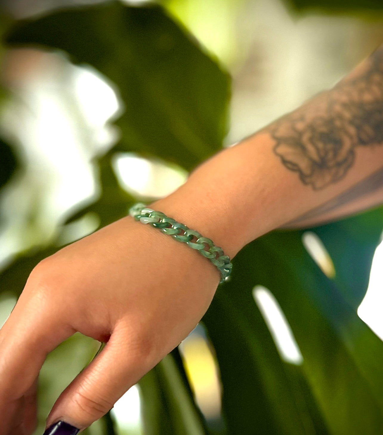 CUBAN BRACELET sea green *Gold Clasp*