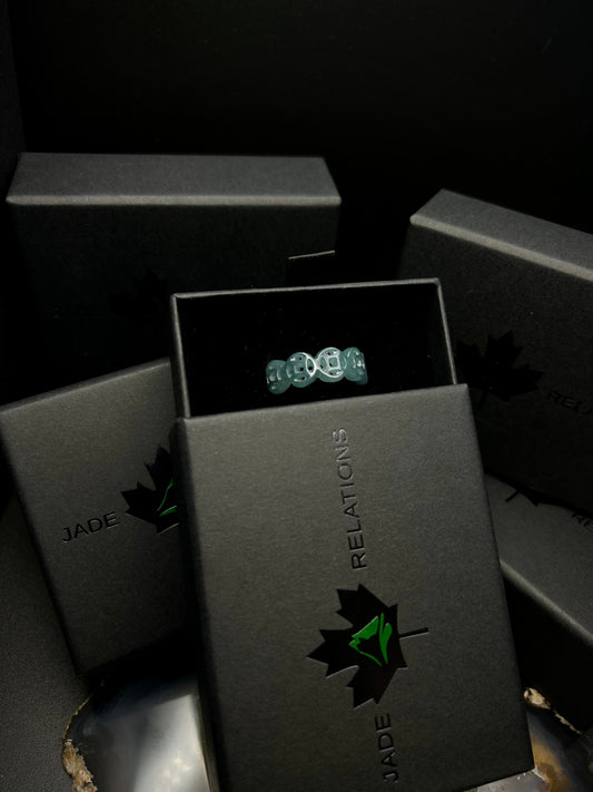 * Blue Water Money Coin Jade Ring