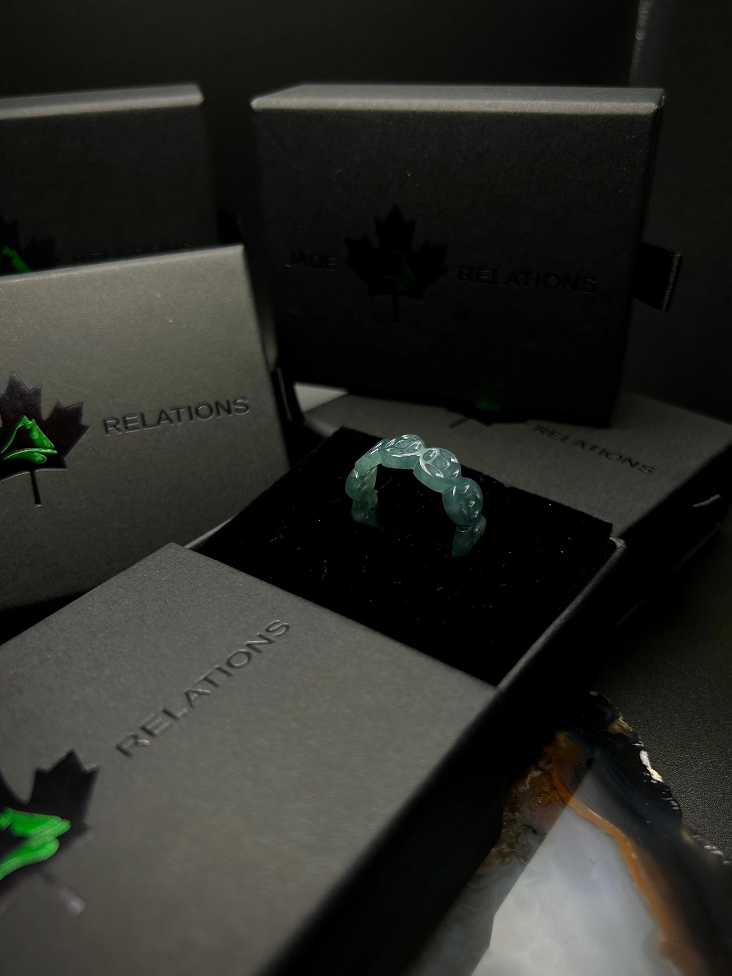 * Blue Water Money Coin Jade Ring