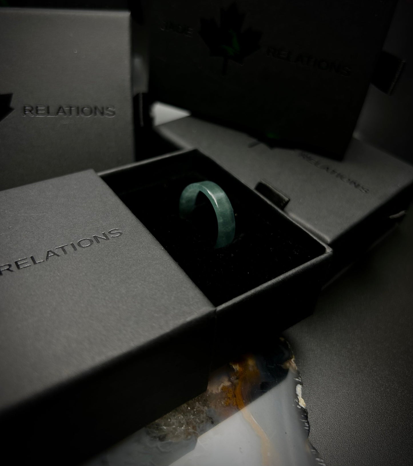 * Blue Water Flat Band Jade Ring