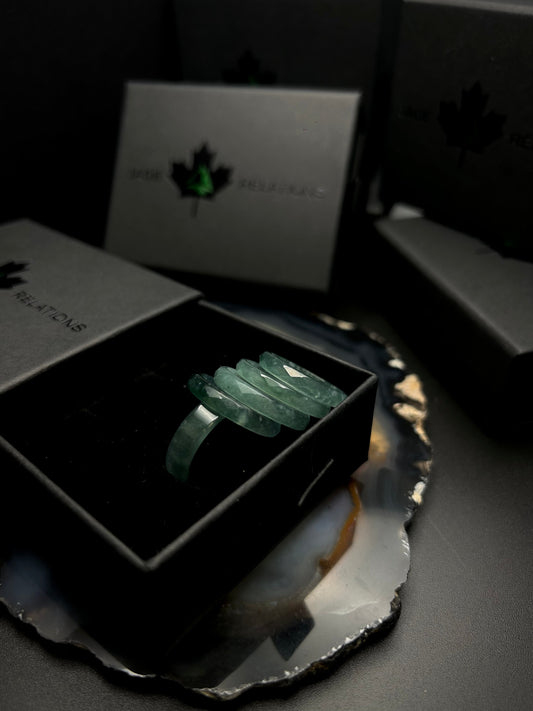 * Icy Diamond Cut Blue Water Jade Ring