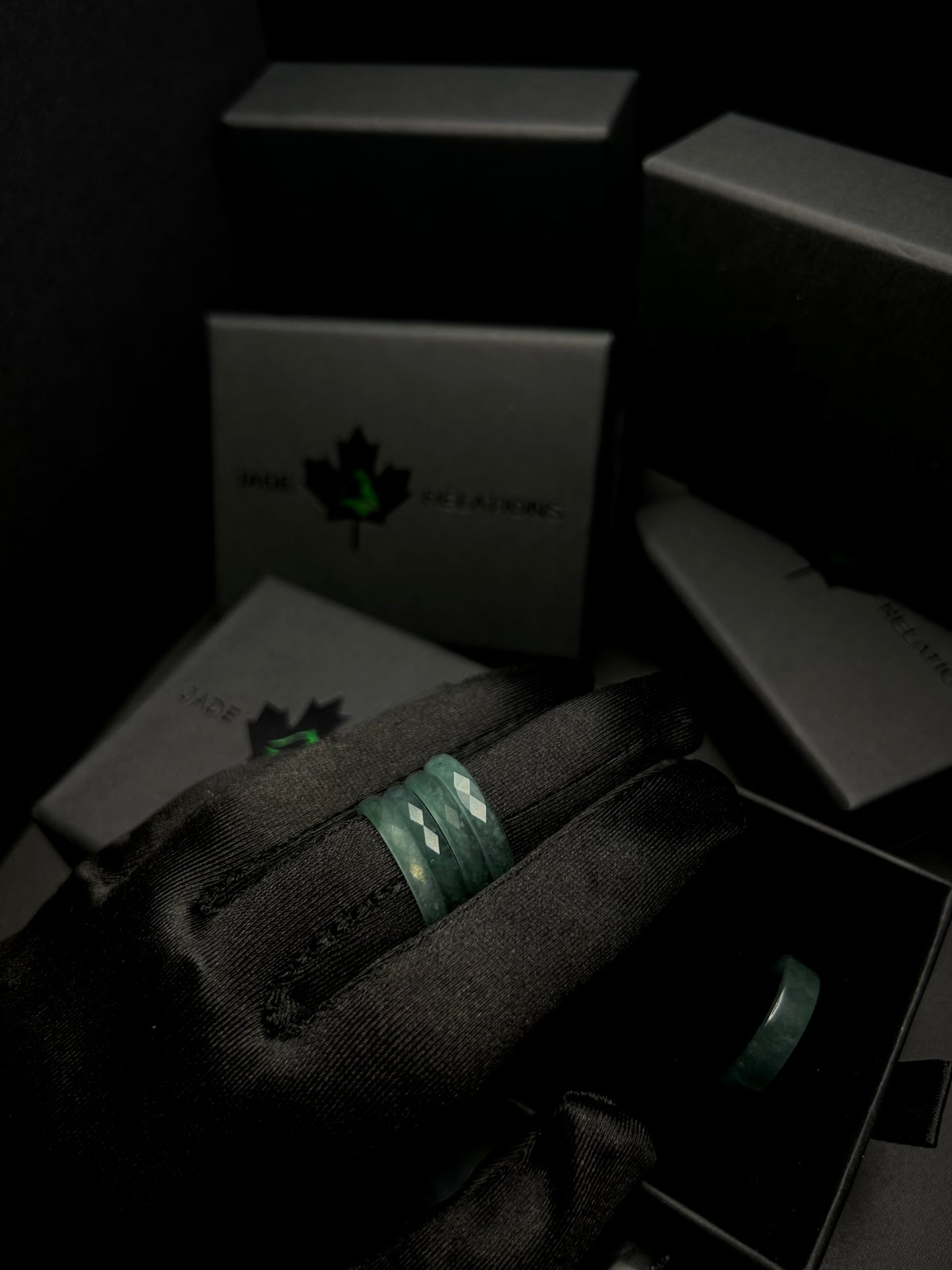 * Icy Diamond Cut Blue Water Jade Ring