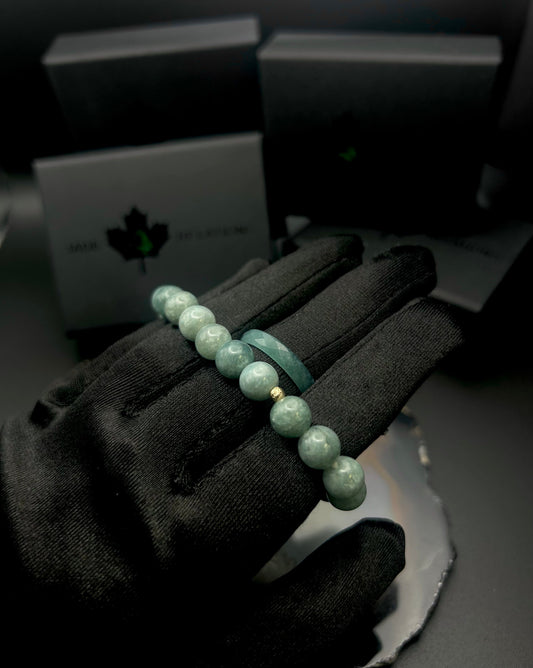 * Blue Water Jade + 14K Solid Gold + Ring Combo ($50 Savings)