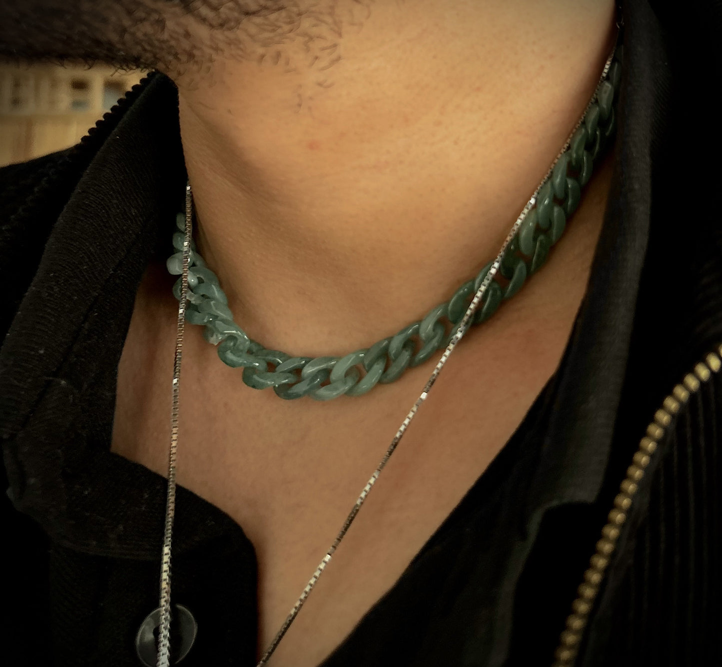 CUBAN CHAINS 10MM (choose colors) *Silver Clasp*