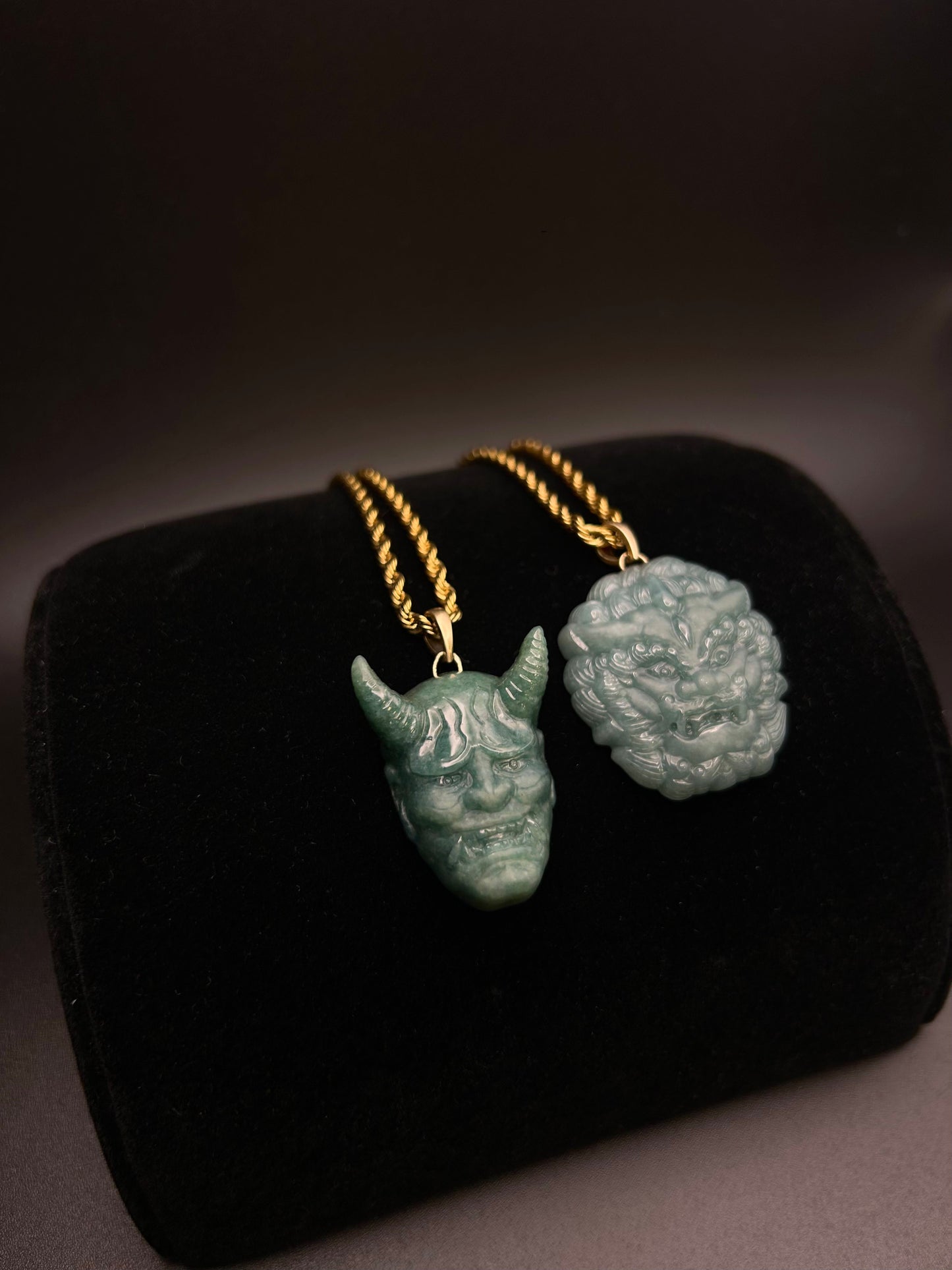 Custom for M - 2.7cm / 3.1cm  Green | Blue Water Jade Pendants with Gold (2nd)