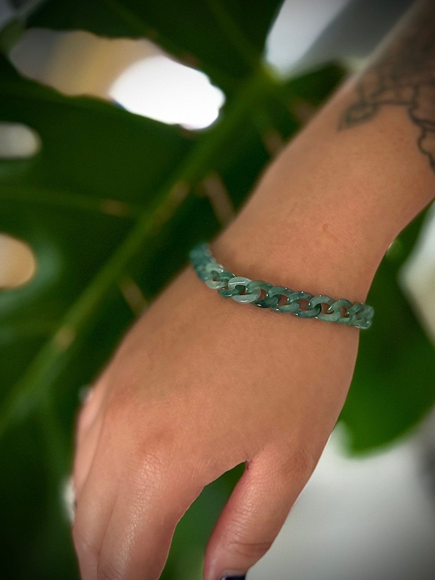 CUBAN BRACELET blue water *Gold Clasp*